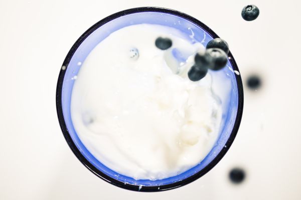 Food blueberries milk bowl